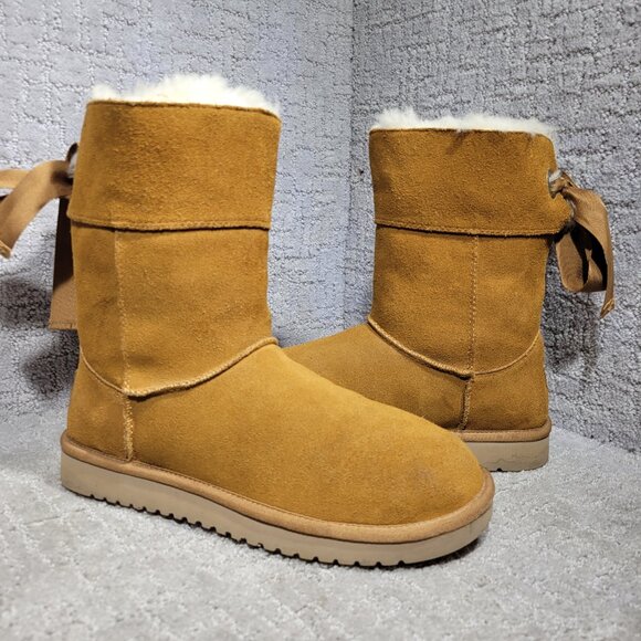 Koolaburra by UGG Women's Size 9 Chestnut Suede Fur Lined Ankle Boots 1108610 - Picture 1 of 10